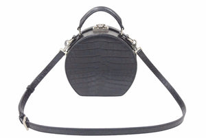 SAINT LAURENT サンローラン クロコ型押し ２WAY ドラム ハンドバッグ ブラック ショルダーバッグ ロゴ 美品 中古 48689