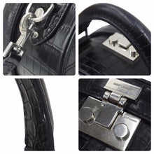 Load image into Gallery viewer, SAINT LAURENT サンローラン クロコ型押し ２WAY ドラム ハンドバッグ ブラック ショルダーバッグ ロゴ 美品 中古 48689