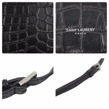 Load image into Gallery viewer, SAINT LAURENT サンローラン クロコ型押し ２WAY ドラム ハンドバッグ ブラック ショルダーバッグ ロゴ 美品 中古 48689