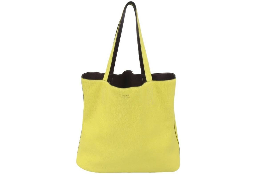 HERMES エルメス ドゥブルセンス36 Y刻印 トートバッグ ハンドバック トリヨンクレマンス イエロー ブラウン 美品 中古 48709