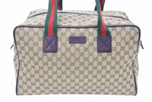 画像をギャラリービューアに読み込む, 極美品 グッチ GUCCI GGキャンバス ブラウン 茶 シェリーライン ボストンバッグ トラベルバッグ 大容量 153240 中古 48725 