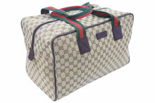 画像をギャラリービューアに読み込む, 極美品 グッチ GUCCI GGキャンバス ブラウン 茶 シェリーライン ボストンバッグ トラベルバッグ 大容量 153240 中古 48725 