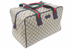 極美品 グッチ GUCCI GGキャンバス ブラウン 茶 シェリーライン ボストンバッグ トラベルバッグ 大容量 153240 中古 48725 