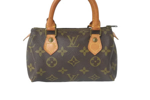 LOUIS VUITTON ルイヴィトン ミニスピーディ ハンドバッグ モノグラム ブラウン レザー M41534 美品 中古 48749