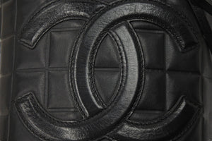 CHANEL シャネル チョコバー ショルダーバッグ 7番台 筒型 ラムスキン バケツ ブラック 鞄 ココマーク ロゴ 美品 中古 48751