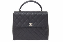 Load image into Gallery viewer, CHANEL シャネル ケリー型 ハンドバッグ トップハンドル 5番台 キャビアスキン ブラック シルバー金具 美品 中古 48753