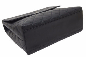 CHANEL シャネル ケリー型 ハンドバッグ トップハンドル 5番台 キャビアスキン ブラック シルバー金具 美品 中古 48753