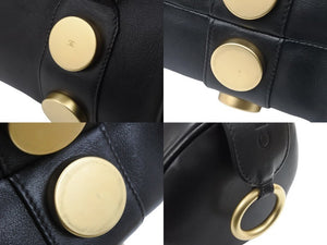 CHANEL シャネル ココマーク 筒型ショルダーバッグ ミニボストンバッグ ドラム型 6番台 ラムスキン ブラック ゴールド金具 美品