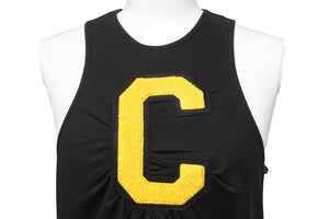 Chloe クロエ タンクトップ トップス ワンポイントロゴ イニシャル 1AHT27-1A081 コットン ブラック イエロー 美品 中古 48823