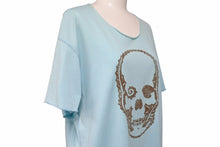 Load image into Gallery viewer, Lucien Pellat-Finet ルシアンペラフィネ 半袖Ｔシャツ トップス ドクロ柄 コットン ブルー サイズL ユニセックス 美品 中古 48826