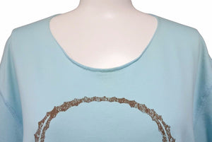 Lucien Pellat-Finet ルシアンペラフィネ 半袖Ｔシャツ トップス ドクロ柄 コットン ブルー サイズL ユニセックス 美品 中古 48826