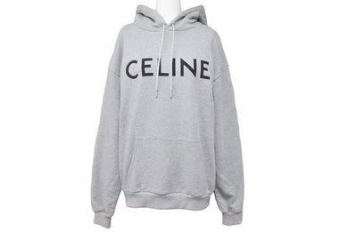 CELINE セリーヌ ルーズスウェットパーカー 21SS クラシックロゴ エディスリマン 2Y321670Q コットン グレー XS 美品 中古 48835