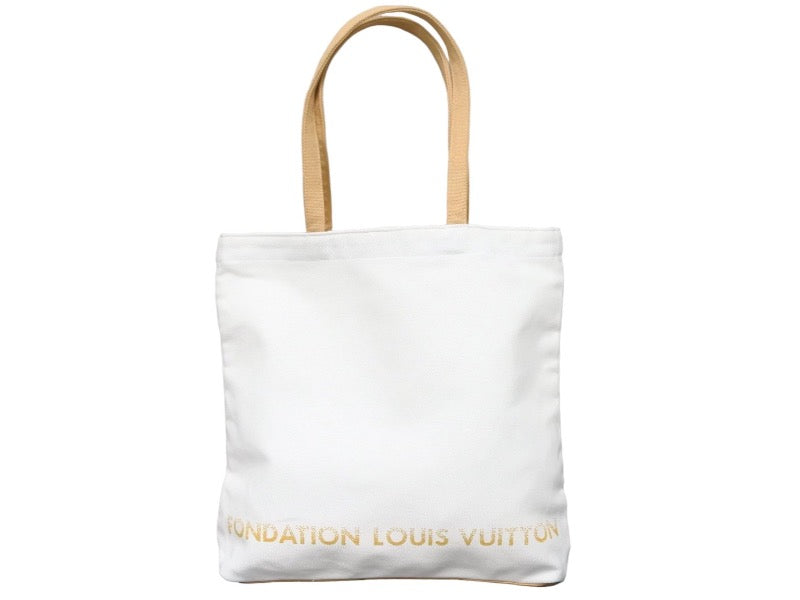 LOUISVUITTON ルイヴィトン フォンダシオン 美術館限定 トートバッグ LV-FDT-BE コットン ホワイト ブラウン 美品 中古 48865