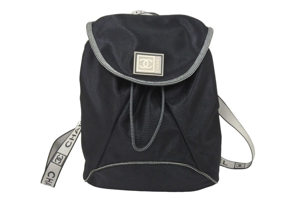 CHANEL シャネル リュック スポーツライン ココマーク ロゴ メッシュ 10番台 P7243 ナイロン ブラック 美品 中古 48894