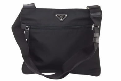 PRADA プラダ 斜め掛けショルダーバッグ フラット メッセンジャーバッグ VA053M シルバー金具 良品 中古 48910