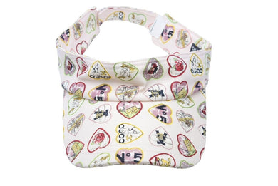 CHANEL シャネル サンバイザー 帽子 バレンタイン ハートココマーク コットン ピンク マルチカラー 美品 中古 48967