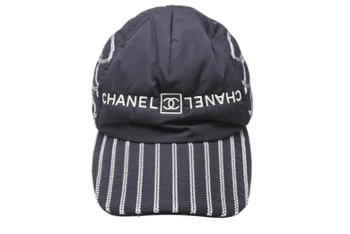 CHANEL SPORTS シャネル スポーツ キャップ 帽子 ココマーク ブラック ホワイト 黒 白 M ナイロン美品 中古 48969