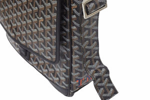 GOYARD GRAND BLEU MM ゴヤール グランブルーMM ショルダーバッグ イニシャル入り ブラック 美品 中古 48974