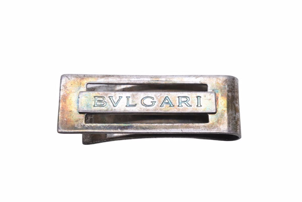 BVLGARI ブルガリ マネークリップ ブランドロゴ刻印 シルバー メッキ 25.5ｇ ユニセックス 美品 中古 48978
