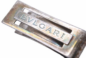 BVLGARI ブルガリ マネークリップ ブランドロゴ刻印 シルバー メッキ 25.5ｇ ユニセックス 美品 中古 48978