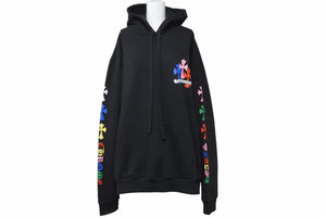 極美品 CHROMEHEARTS クロムハーツ マルチカラー セメタリークロス スウェット パーカー ブラック サイズL 中古 48992