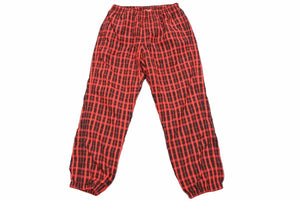 Supreme シュプリーム 18AW ナイロン チェック トラック パンツ レッド ブラック ボトムス サイズM 中古 48996