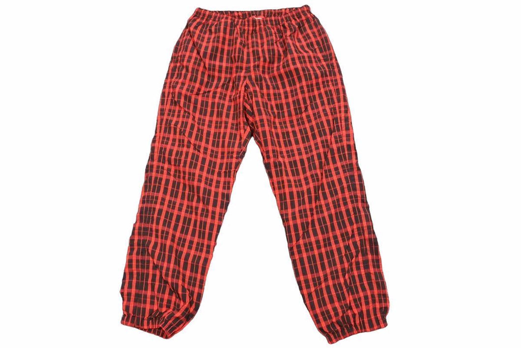 Supreme シュプリーム 18AW ナイロン チェック トラック パンツ レッド ブラック ボトムス サイズM 中古 48996