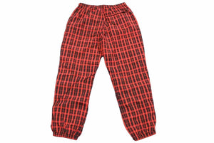 Supreme シュプリーム 18AW ナイロン チェック トラック パンツ レッド ブラック ボトムス サイズM 中古 48996