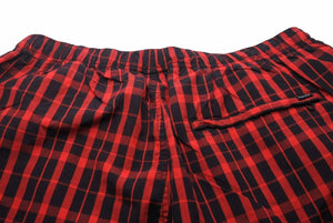 Supreme シュプリーム 18AW ナイロン チェック トラック パンツ レッド ブラック ボトムス サイズM 中古 48996