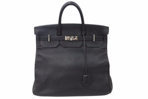 HERMES エルメス オータクロア 40 ブラック トゴ シルバー金具 □H 美品 中古 48999