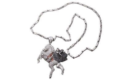 AVALANCHE アヴァランチ ネックレス 馬死神 ホースグリムリーパー シルバー925 ラインストーン ブラック レッド 美品 中古 49023 