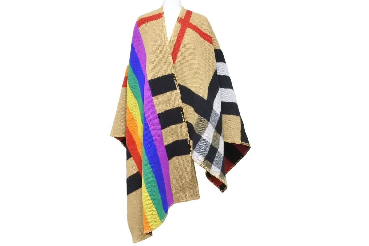BURBERRY バーバリー Rainbow Vintage Check ポンチョ マルチ