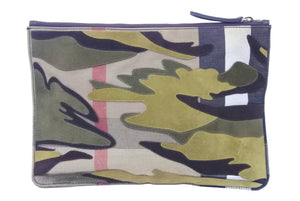BURBERRY バーバリー クラッチバッグ バーバリーチェック 迷彩柄 ブラウン コットン ITCF&amp;10SCA 良品 中古49057 