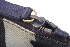 BURBERRY バーバリー クラッチバッグ バーバリーチェック 迷彩柄 ブラウン コットン ITCF&amp;10SCA 良品 中古49057 