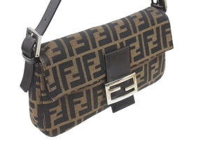 FENDI フェンディ ズッカ柄 マンマバケット ショルダーバッグ ワンショルダー ブラウン アクセサリーポーチ 良好 中古 49079