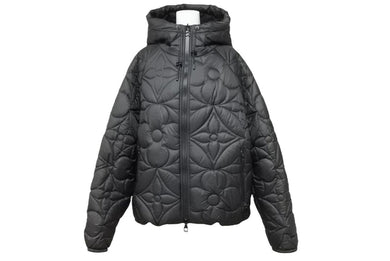 極美品 LOUIS VUITTON ルイヴィトン LVSEフラワーキルテッドフーディジャケット 1A9FUZ ブラック サイズ50 中古 49098