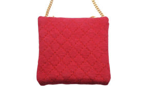 CHANEL シャネル マトラッセ ミニポシェット チェーンショルダーバッグ コットンジャージ ピンク ゴールド金具 中古 49115