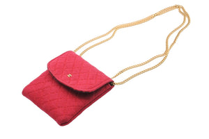 CHANEL シャネル マトラッセ ミニポシェット チェーンショルダーバッグ コットンジャージ ピンク ゴールド金具 中古 49115