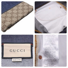 Load image into Gallery viewer, 極美品 GUCCI グッチ GG 折り返し付き デニムパンツ ダークブルー 現行 ロゴ ボトムス ‎700949 XDB1Z 4759 サイズ34 中古 49122