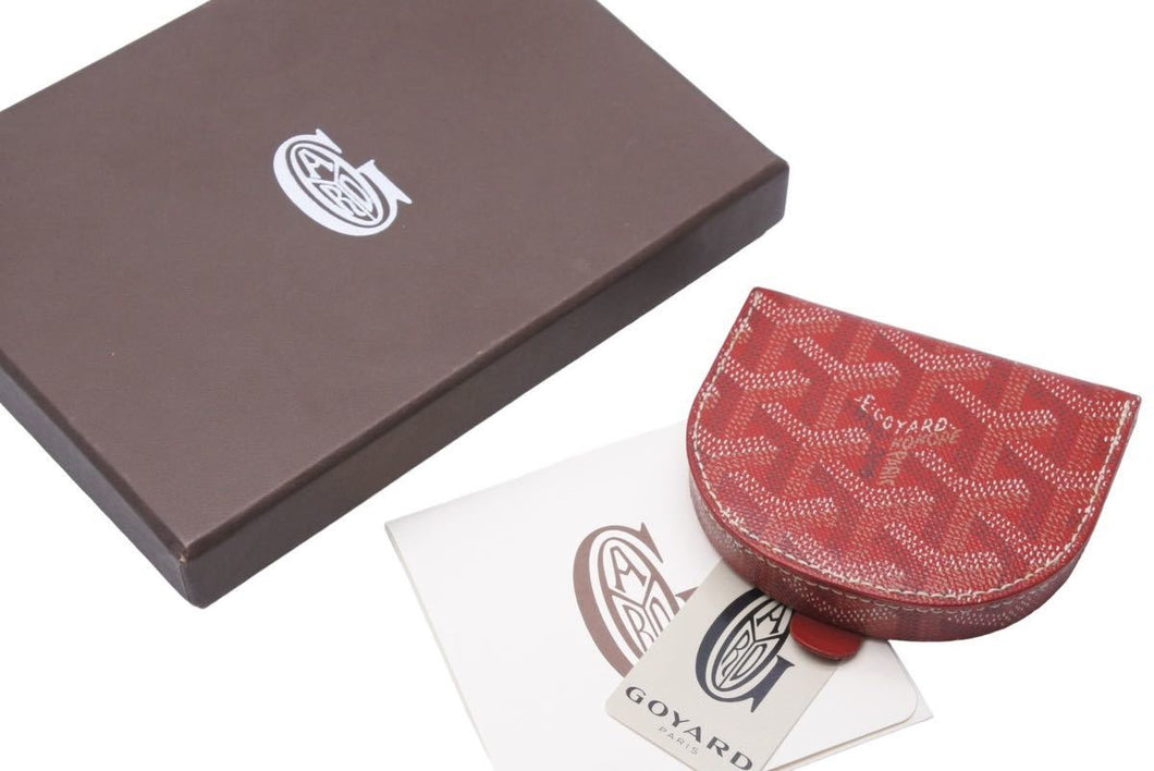 GOYARD ゴヤール コインケース 小銭入れ パクト財布 箱付き ラスパイユ半円 レッド系 良品 中古 49125