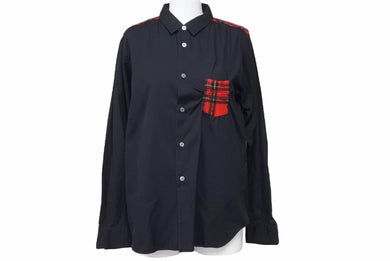 COMME DES GARCONS コムデギャルソン チェック長袖シャツ PA-J066 JAPAN製 コットン ブラック レッド S 美品 中古 49139