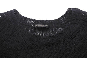 BALMAIN バルマン モヘアニット トップス M612B208 ウール ブラック イタリア製 サイズXS 良品 中古 49142