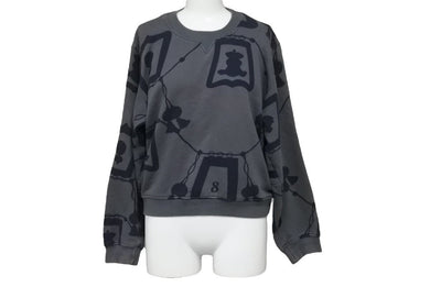HERMES エルメス スウェット トレーナー 総柄 コットン ブラック グレー サイズ34 レディース 美品 中古 49158