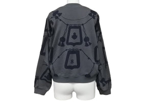 HERMES エルメス スウェット トレーナー 総柄 コットン ブラック グレー サイズ34 レディース 美品 中古 49158