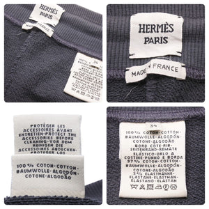 HERMES エルメス パンツ スウェット コットン ブラック グレー シルバー金具 サイズ34 レディース 美品 中古 49158