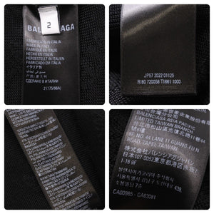 BALENCIAGA バレンシアガ オールオーバー カーディガン ウール ビスコース ポリアミド エラスタン ブラック 2 美品 中古 49170