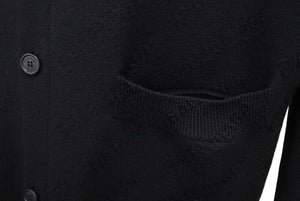 BALENCIAGA バレンシアガ オールオーバー カーディガン ウール ビスコース ポリアミド エラスタン ブラック 2 美品 中古 49170