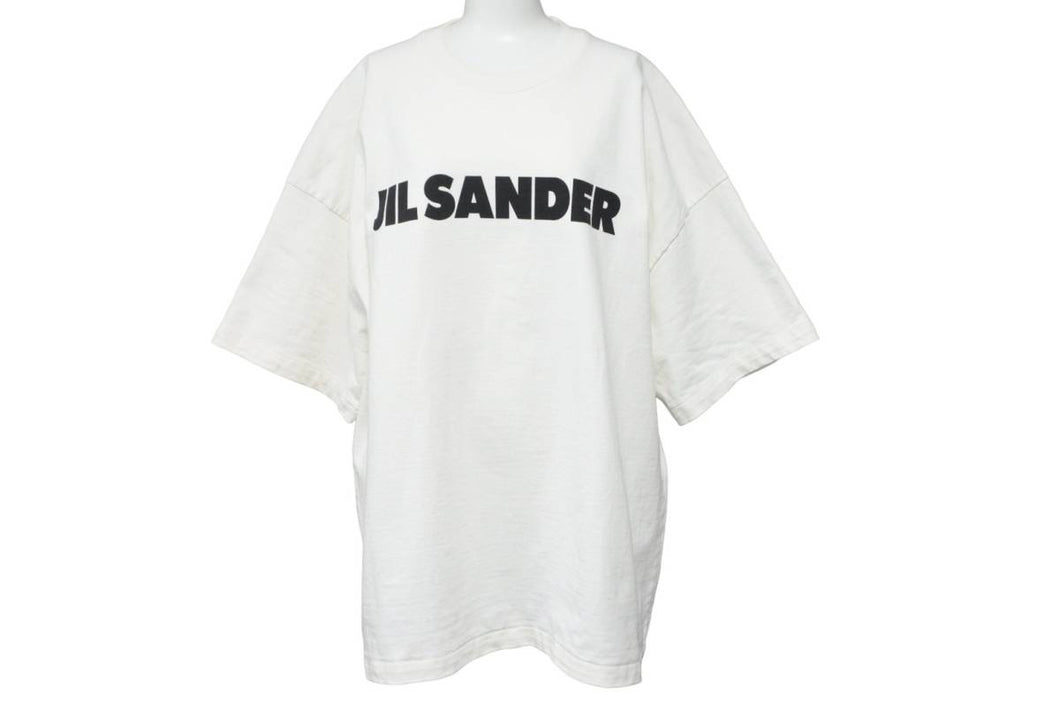 JIL SANDER ジルサンダー ロゴ Tシャツ 半袖Tシャツ 2022SS コットン ホワイト ブラック サイズXL 良品 中古 49172