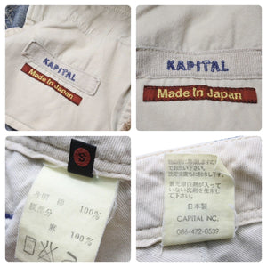 KAPITAL キャピタル デニムパンツ 柄刺繍 麻 インディゴ マルチカラー サイズ1 美品 中古 49176