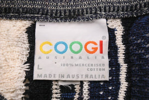 COOGI クージー ニット・セーター 3D立体ニット 編み込み マルチカラー ネイビーブラックホワイト系 サイズL 美品 中古 49227